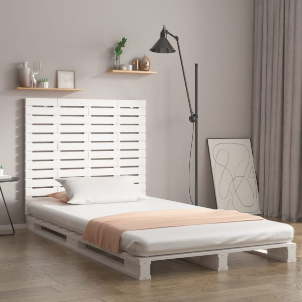 Cabecero cama de pared madera maciza pino blanco 126x3x91.5 cm D