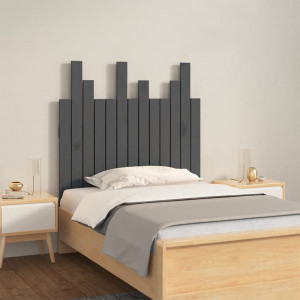 Cabecero de cama de pared madera maciza pino gris 82.5x3x80 cm D
