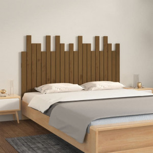 Cabecero cama pared madera maciza pino marrón miel 140x3x80 cm D