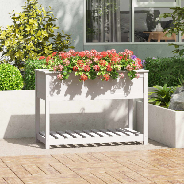 Jardim com estante madeira maciça pinheiro branco 111.5x54x81 cm D