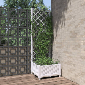 Jardinera con enrejado PP blanco 40x40x121.5 cm D