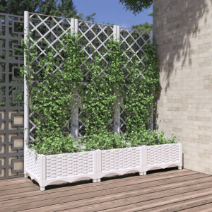 Jardinera con enrejado PP blanco 120x40x121.5 cm D