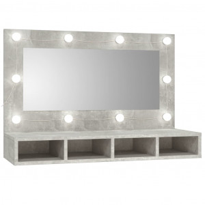 Mueble con espejo y LED color gris hormigón 90x31.5x62 cm D