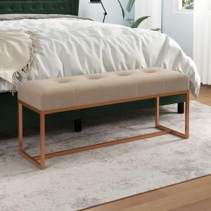 Bancos de veludo beige 110x36x45 cm D