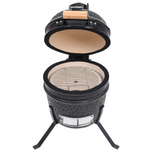 Grelhador 2 em 1 fumador Kamado cerâmica preta 56 cm H