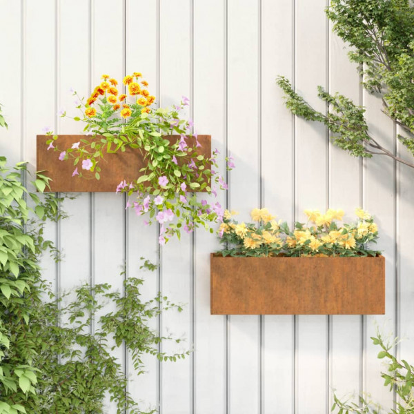 Jardineras de pared 2 uds acero corten oxidado 53x10x17 cm D