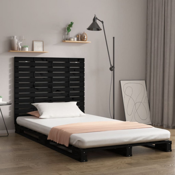 Cabecero de cama de pared madera maciza pino negro 96x3x91.5 cm D