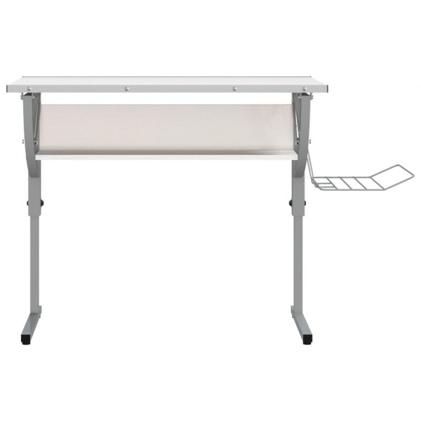 Mesa de desenho de madeira e aço branco e cinza 110x53x58-87 cm D