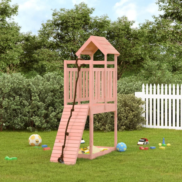 Casita infantil con pared de escalada madera abeto Douglas D