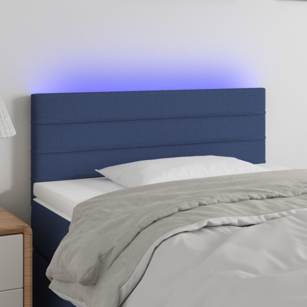 Cabecero con LED de tela azul 90x5x78/88 cm D