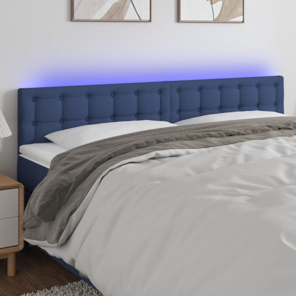 Cabeçalho com LED de tecido azul 180x5x78/88 cm D