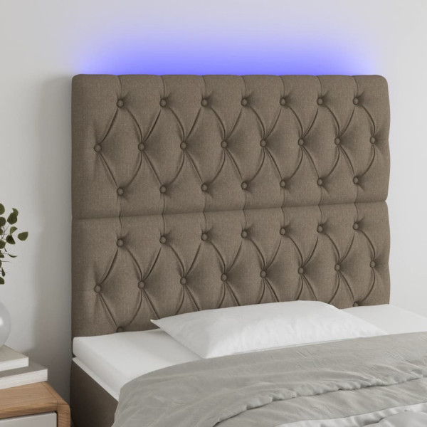 Cabecero con luces LED tela gris taupe 90x7x118/128 cm D