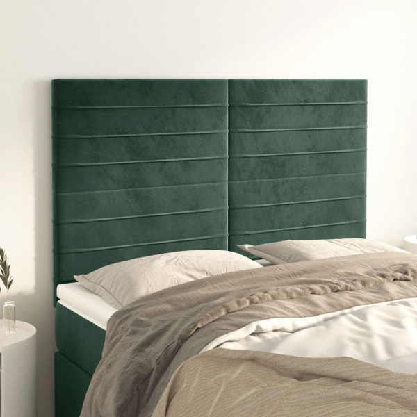 Cabeceiras 4 unidades veludo verde escuro 72x5x78/88 cm D