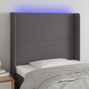 Cabeceira com LED couro sintético cinza 93x16x118/128cm D