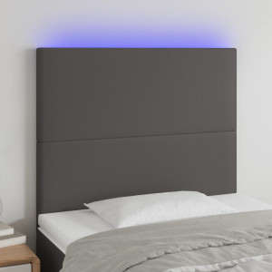 Cabeçalho com luzes LED couro sintético cinza 90x5x118/128 cm D