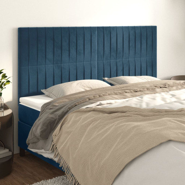 Cabeceiras 4 unidades de veludo azul escuro 90x5x78/88 cm D