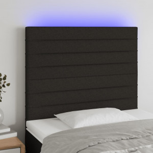 Cabeçalho com luzes LED tecido preto 90x5x118/128 cm D