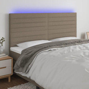 Cabeceira com luzes LED tecido cinza taupe 180x5x118/128 cm D