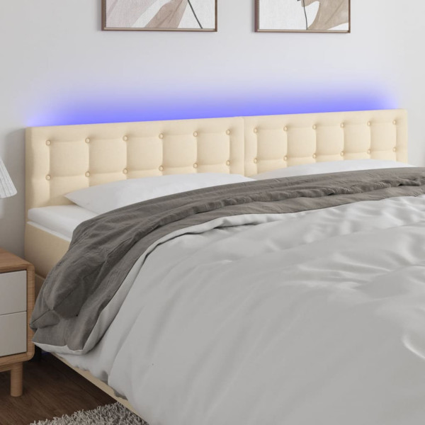 Cabecero con LED de tela color crema 160x5x78/88 cm D