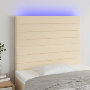 Cabeceira com luzes LED tecido creme 90x5x118/128 cm D