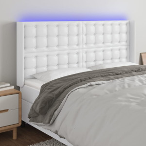 Cabeceira com LED couro sintético branco 183x16x118/128 cm D