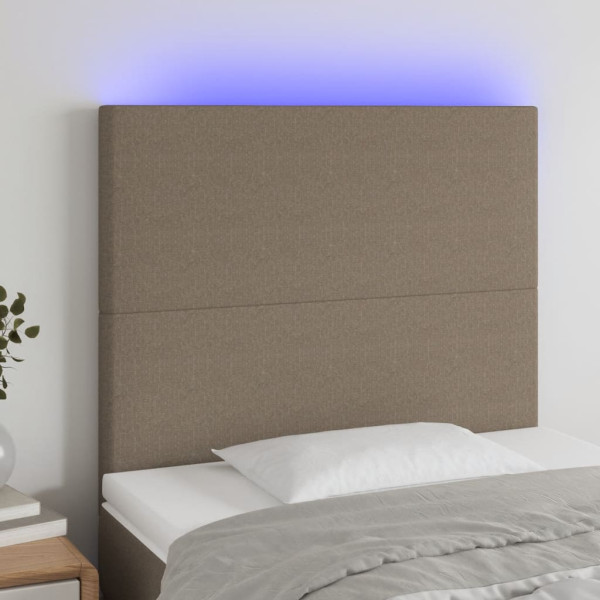 Cabeceira com luzes LED tecido cinza taupe 90x5x118/128 cm D