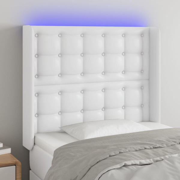 Cabeçalho com LED de couro sintético branco 93x16x118/128 cm D