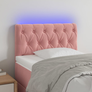 Cabecero con LED de terciopelo rosa 80x7x78/88 cm D