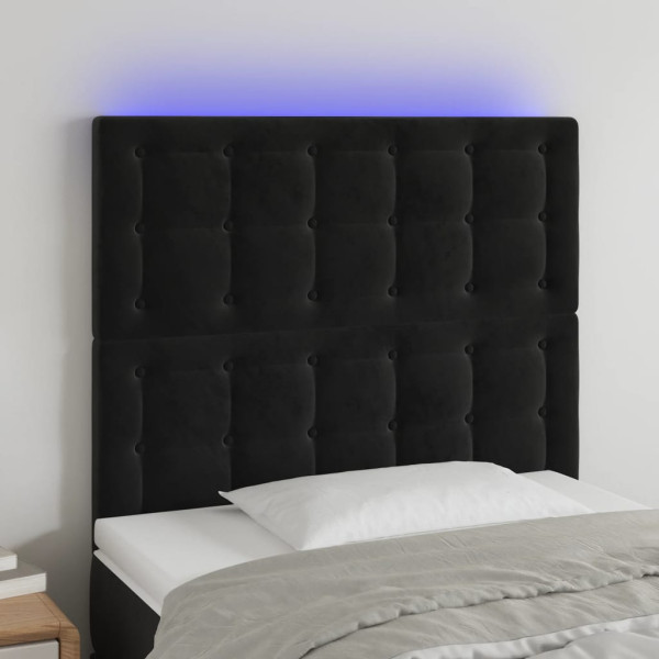 Cabecero con luces LED terciopelo negro 100x5x118/128 cm D