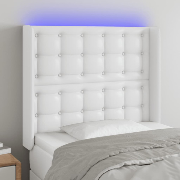 Cabeçalho com LED de couro sintético branco 83x16x118/128 cm D