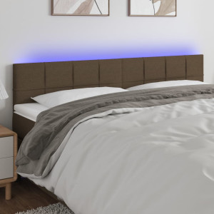 Cabeceira com LED em tecido cinza taupe 160x5x78/88 cm D