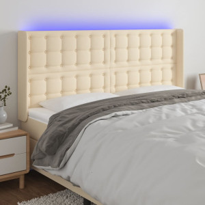 Cabeçalho com LED de tecido creme 183x16x118/128 cm D