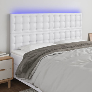 Cabeçalho com luzes LED de couro sintético branco 160x5x118/128 cm D