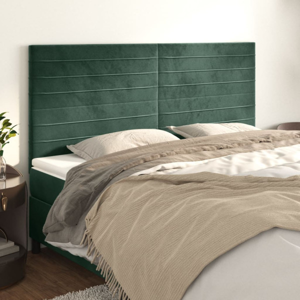 Cabeceiras 4 unidades de veludo verde escuro 80x5x78/88 cm D