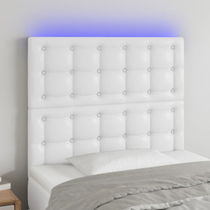 Cabeceira com luzes LED couro sintético branco 80x5x118/128 cm D