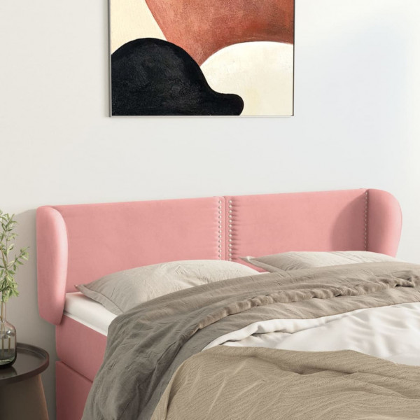 Cabecero de terciopelo rosa 147x23x78/88 cm D