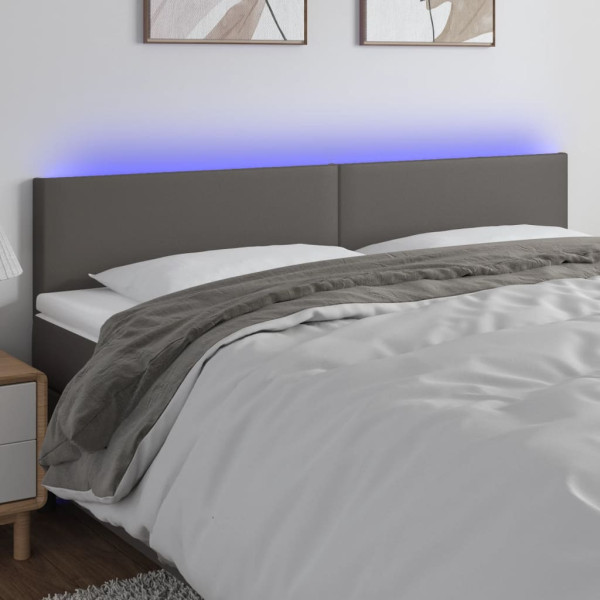 Cabeceira com LED couro sintético cinza 160x5x78/88 cm D