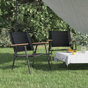 Sillas de camping 2 uds tela Oxford negro 54x55x78 cm D