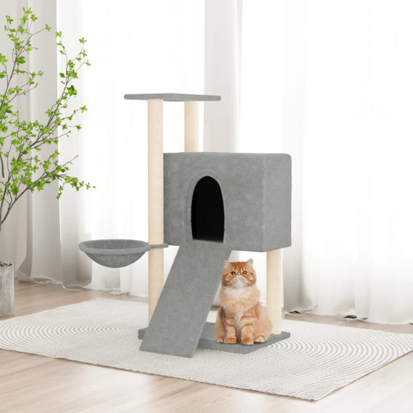 Poste para arranhar gatos com postes de sisal cinza claro 96 cm D