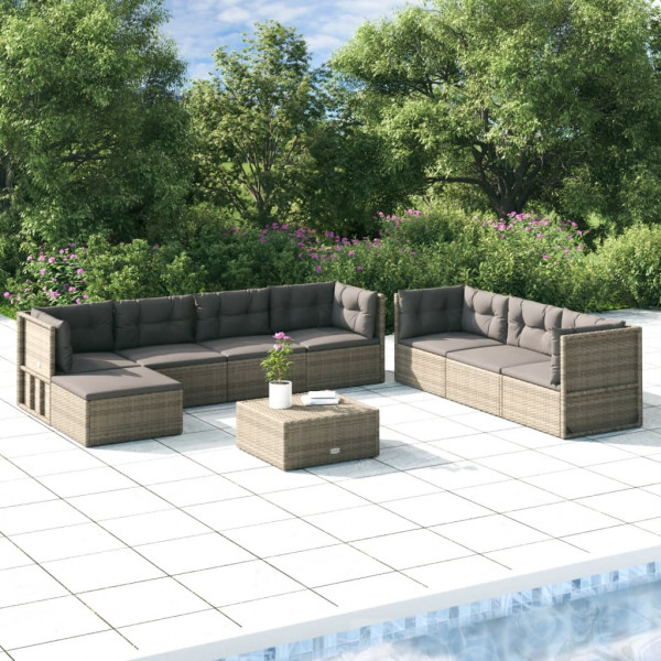 Festnight 9 Pzas Sofa Jardin Exterior Bambú con Cojines, Conjunto