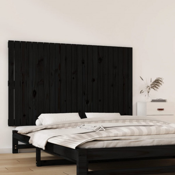 Cabecero de cama de pared madera maciza pino negro 147x3x90 cm D