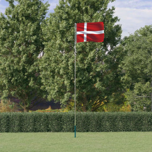 Bandeira e mastro de alumínio da Dinamarca 5,55 m D
