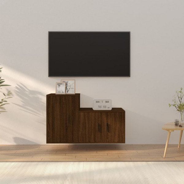 Set de muebles para TV 2 pzas madera contrachapada roble marrón D