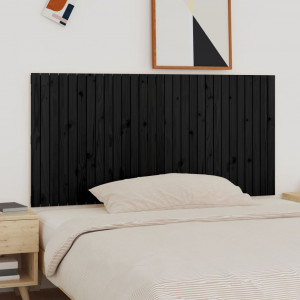 Cabeça de cama de parede madeira maciça pinho preto 185x3x90 cm D