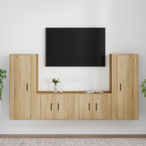 Set de muebles para TV 4 pzas madera contrachapada roble Sonoma D