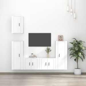 Set de muebles para TV 5 piezas madera contrachapada blanco D