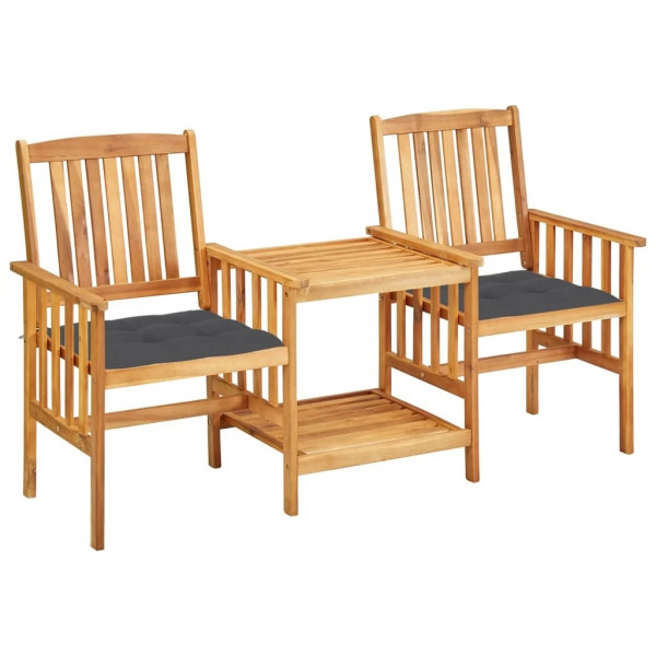 Cadeiras e mesa de jardim com almofadas de madeira maciça de acacia D