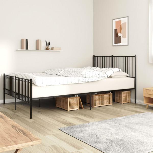 Estructura de cama cabecero y pie de cama metal negro 160x200cm D