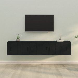 Set de muebles para TV 4 piezas madera contrachapada negro D
