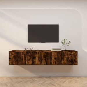 Muebles para TV de pared 2 uds roble ahumado 100x34.5x40 cm D